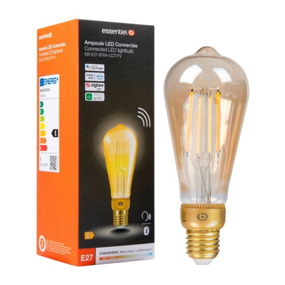 Ampoule LED connectée ESSENTIELB Filament Nuances de Blanc Edison E27