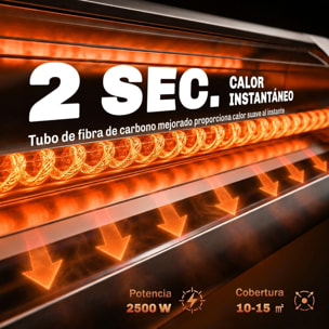 Calefactor por Infrarrojos para Terraza 2500 W, Estufa Exterior Eléctrica de Pie de Aluminio con IP65, Trípode Regulable, 3 Niveles de Calor, Control Táctil/Remoto, Temporizador 24 H