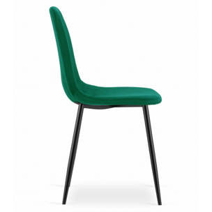 Sedia Como in velluto verde bosco con gambe nere