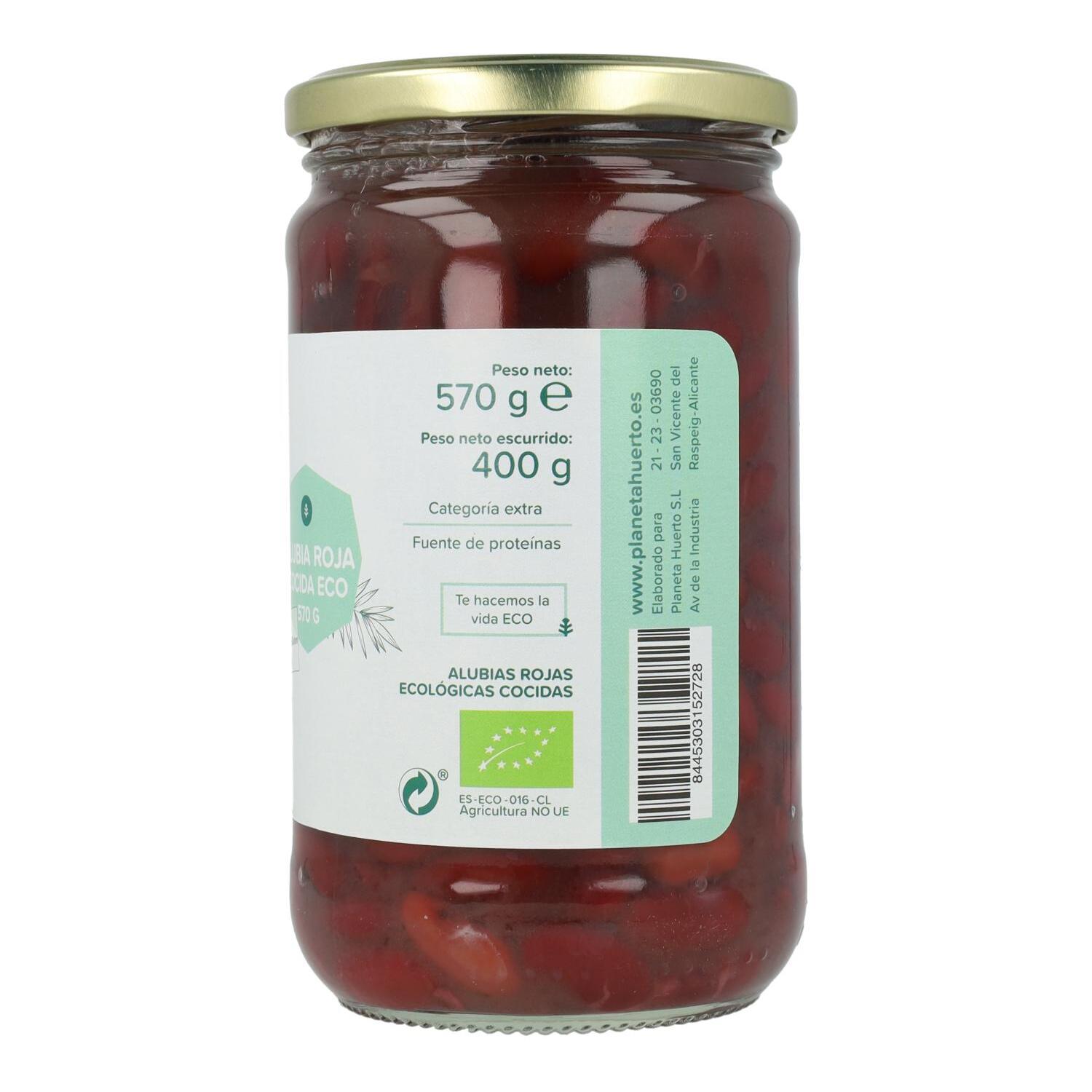 PLANETA HUERTO | Alubia Cocida Roja ECO 570 g - Alubias Rojas Ecológicas Cocidas, Ricas en Nutrientes y Fácil de Usar en Guisos y Estofados