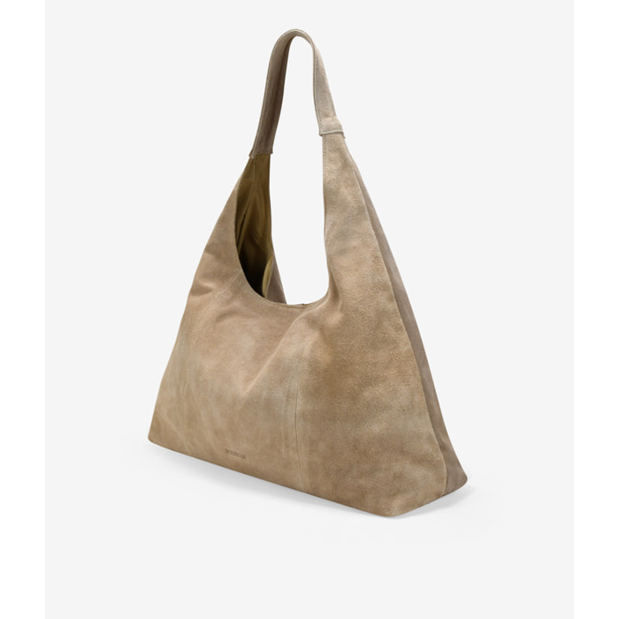 Bolso de hombro arena serraje piel