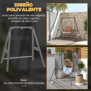 Soporte para Silla Colgante Sostén para Columpio con Marco de Acero Carga 150 kg para Patio Terraza Balcón Jardín Negro