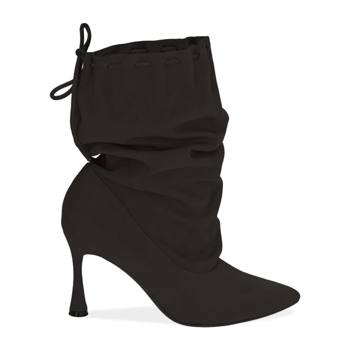 Botines negros de microfibra, 8,5 cm.