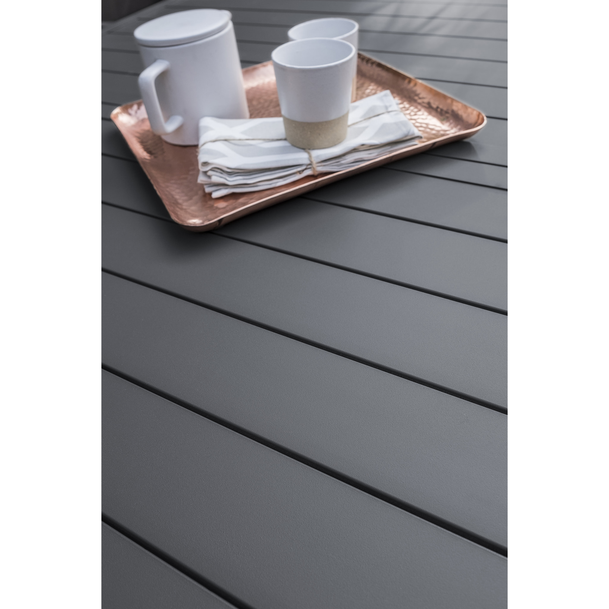 MIAMI - Ensemble repas de jardin 10 places en aluminium gris anthracite