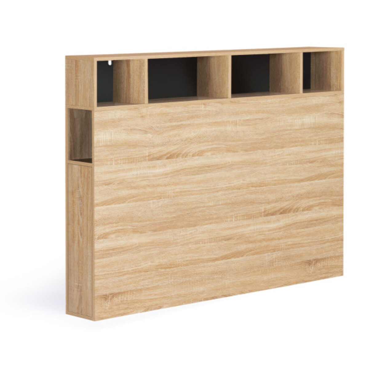 Tête de lit Léo bois et noire avec rangements 145cm