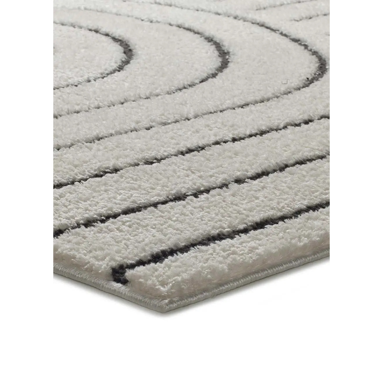 BLANCHE Alfombra geometrica con relieve en blanco y negro, varias medidas disponibles.
