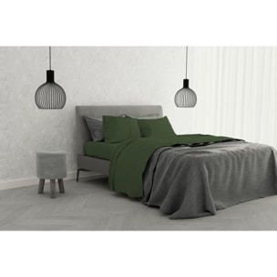 COMPLETO LETTO ELEGANT MADE IN ITALY MICROFIBRA - VERDE SCURO MATRIMONIALE