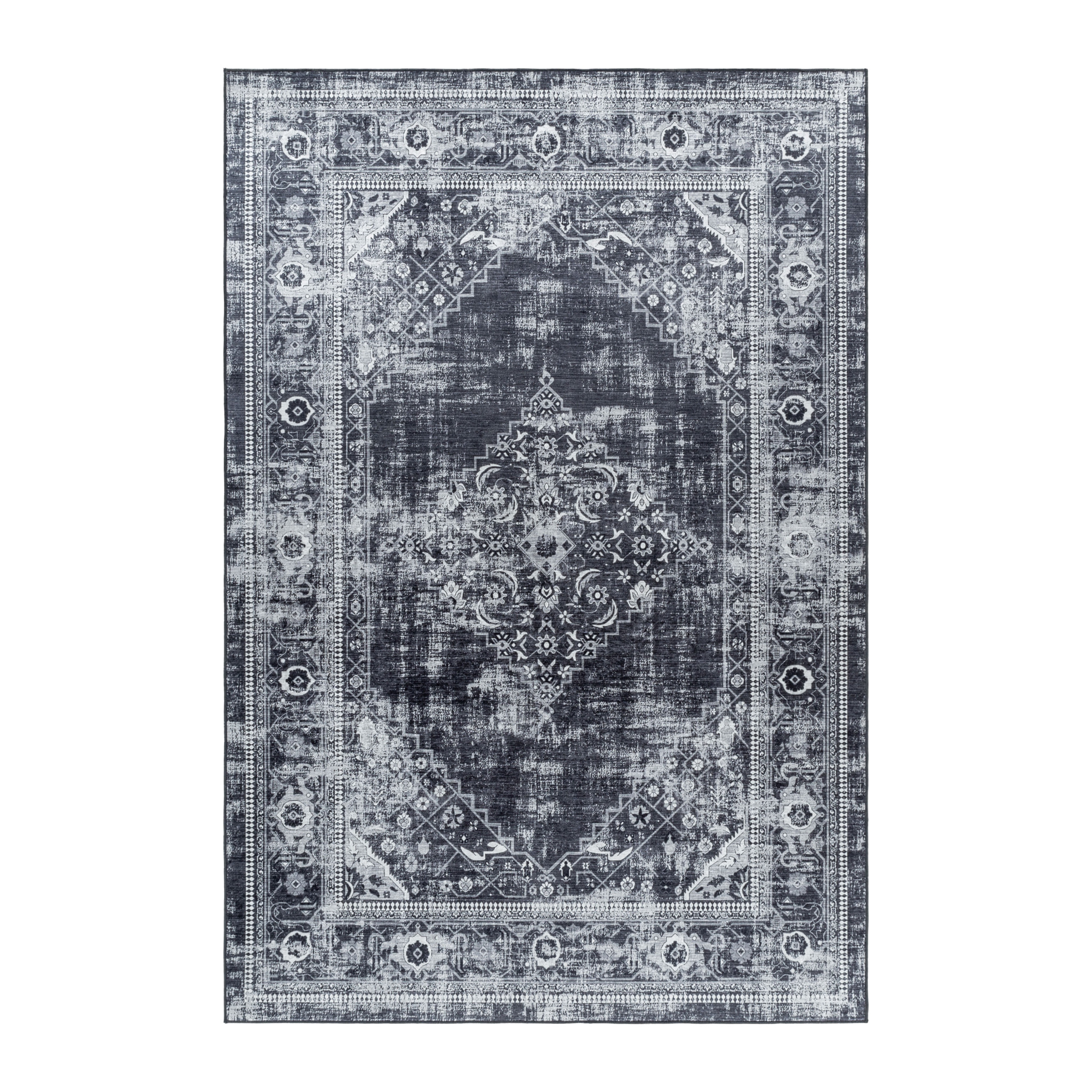 FIESTA - Tapis oriental effet vieilli noir