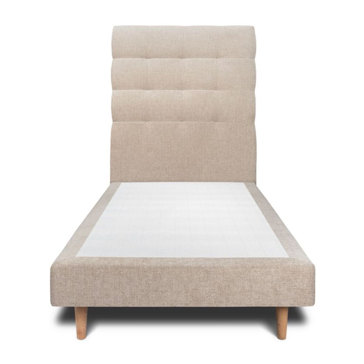 Lit avec tête de lit capitonnée tissu et sommier tapissier Ep14