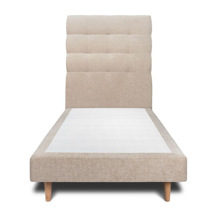 Lit avec tête de lit capitonnée tissu et sommier tapissier Ep14