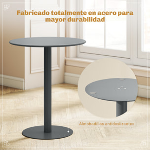 Mesa de Comedor Redonda para 2 Personas Mesa de Cocina de Acero para Interior y Exterior Ø60x72 cm Gris