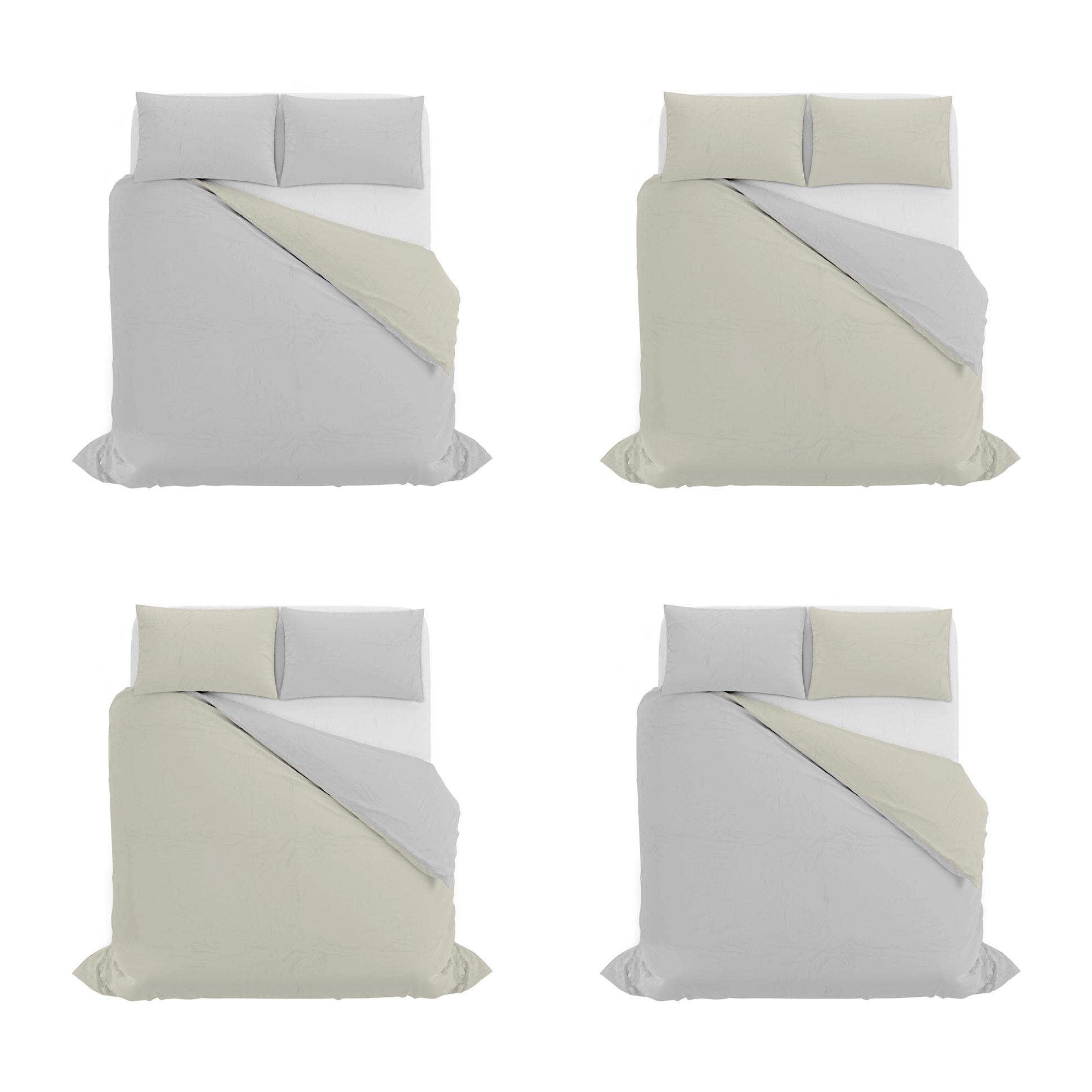 PARURE COPRIPIUMINO NATURAL COLOUR MADE IN ITALY COTONE-GRIGIO CHIARO/PANNA MATRIMONIALE