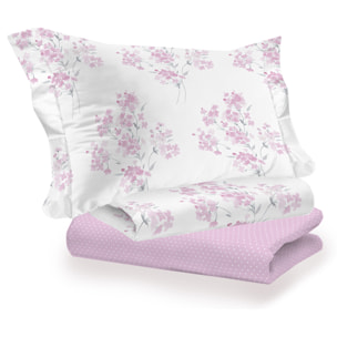 Completo letto primavera rosa 100% cotone