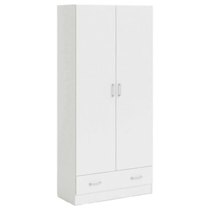 Armadio Con 2 Ante E 1 Cassetto Multiuso Armadietto Design Moderno Salvaspazio Con Ripiani Interni E Vano Contenitore 79.4 x 35.7 x 170.4 Cm Bianco