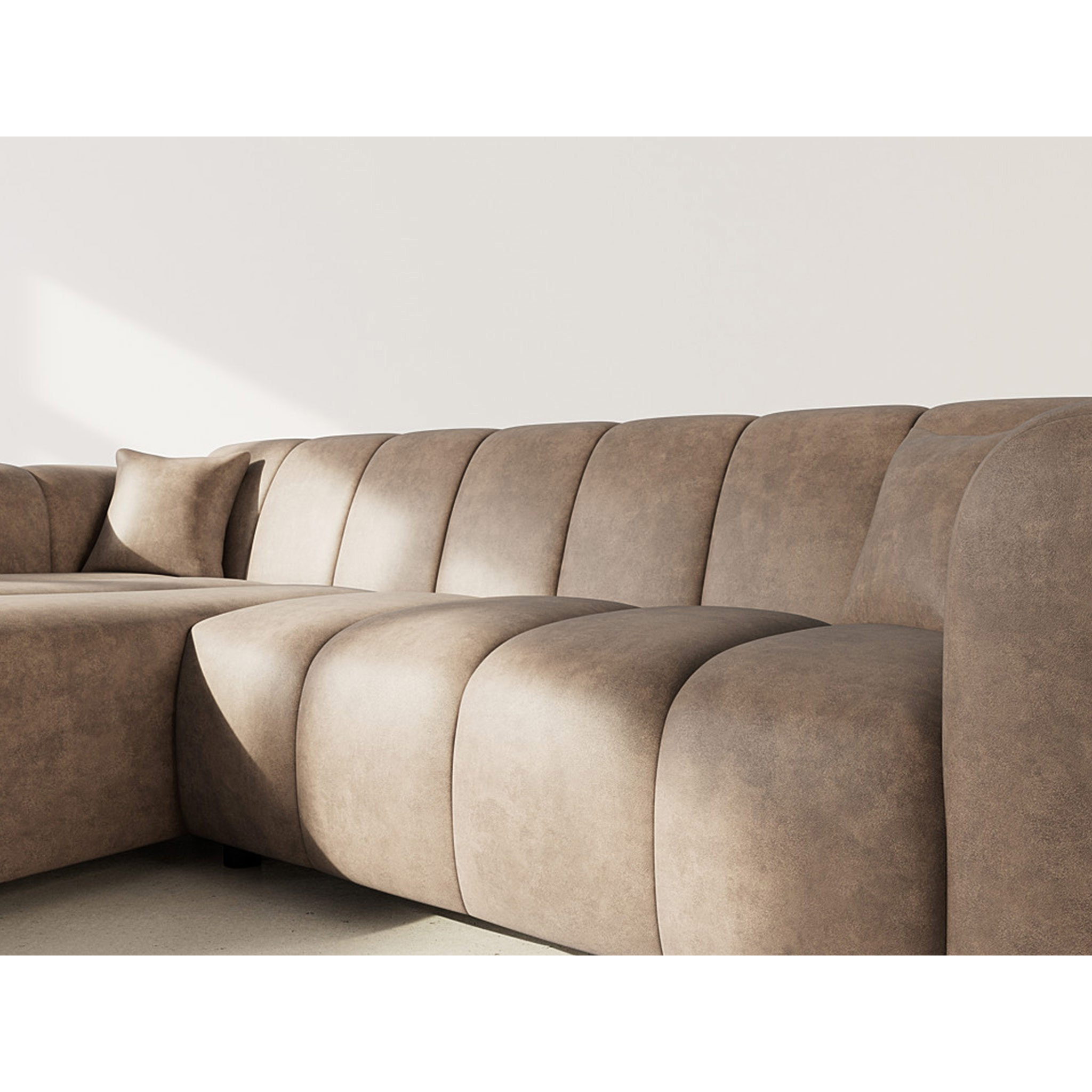 Curtis - canapé d'angle gauche 4 places en simili - Taupe