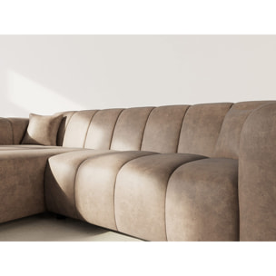 Curtis - canapé d'angle gauche 4 places en simili - Taupe