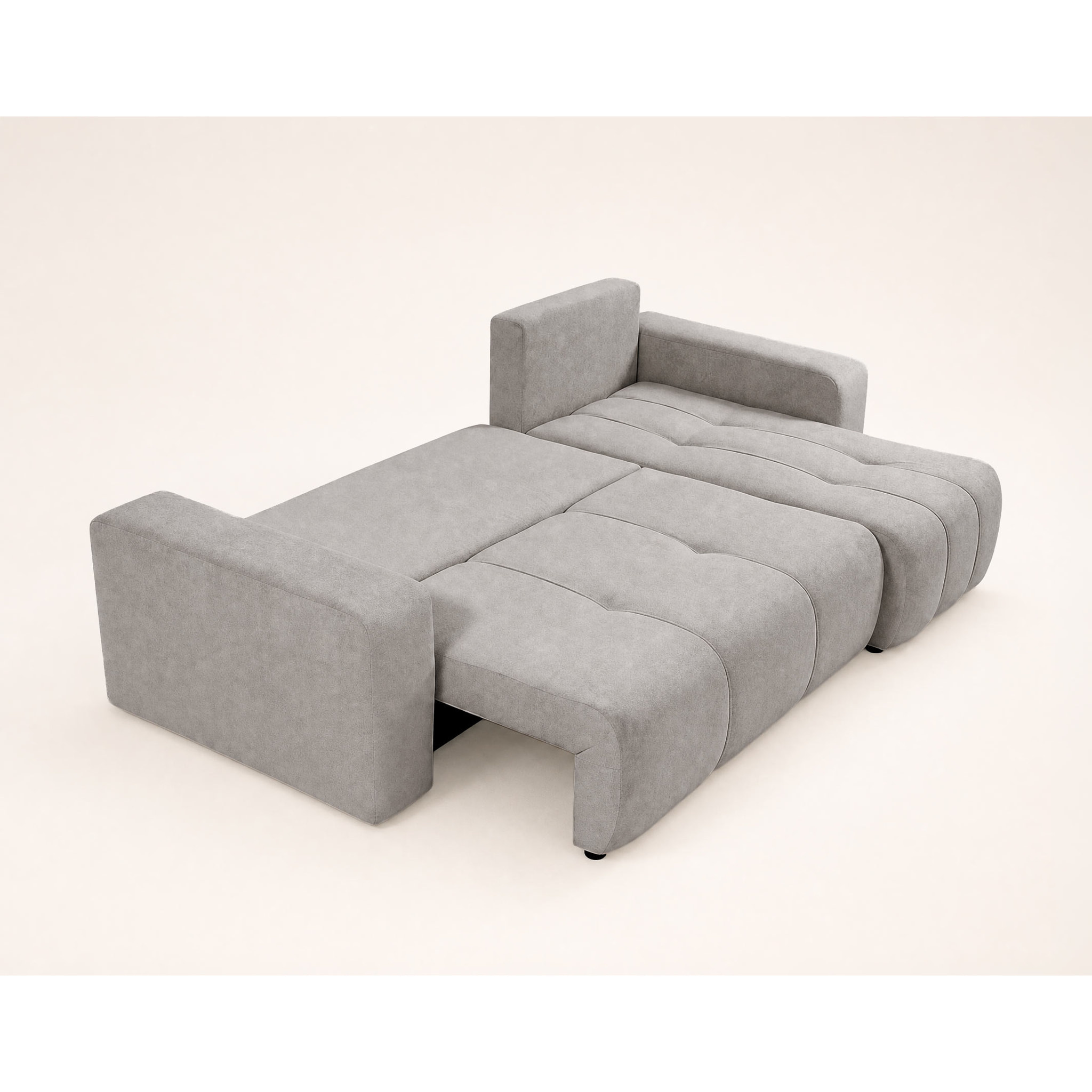 Nicole - canapé d'angle réversible 4 places convertible avec coffre en tissu - Gris clair