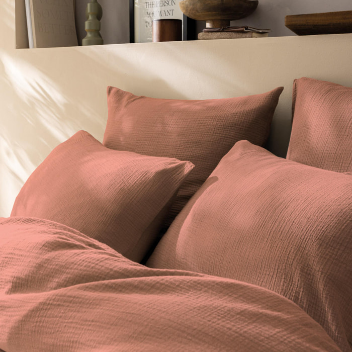 Set de 2 taies d’oreiller unies en coton, GAZE DE COTON