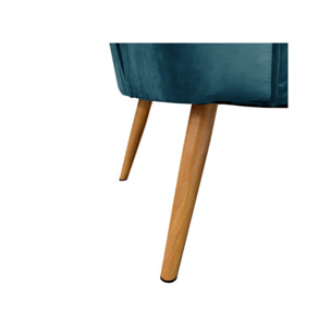 Fauteuil crapaud en velours bleu et piètement en bois - 2 coloris - LILLY