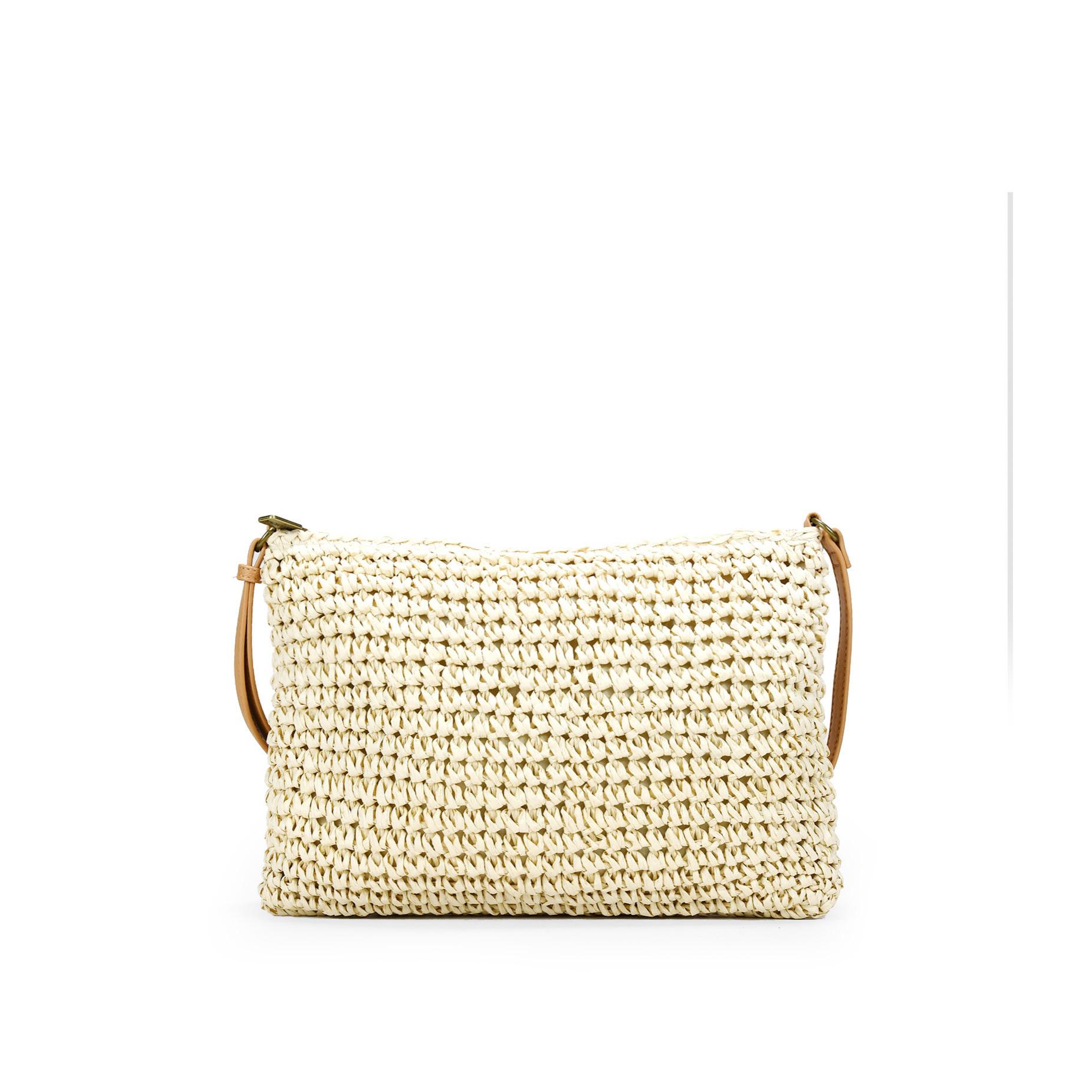 Bolso bandolera de rafia beige