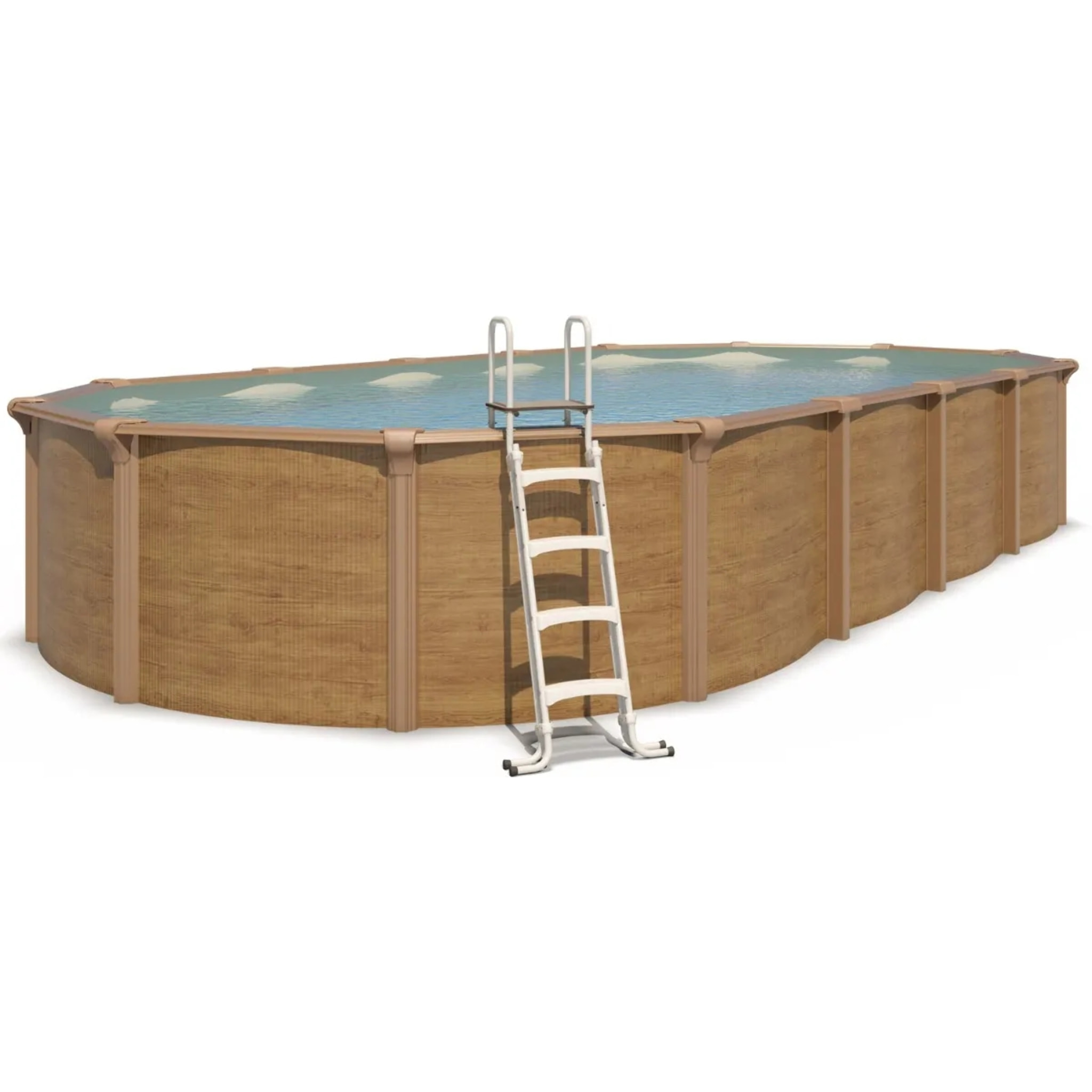 Piscine hors sol acier ovale 9,15 x 4,55 x 1,32 m aspect bois OSMOSE