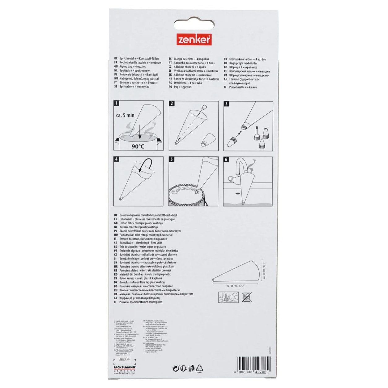 Set de 2 ustensiles de pâtisserie poche à douille avec embouts Zenker Smart Pastry