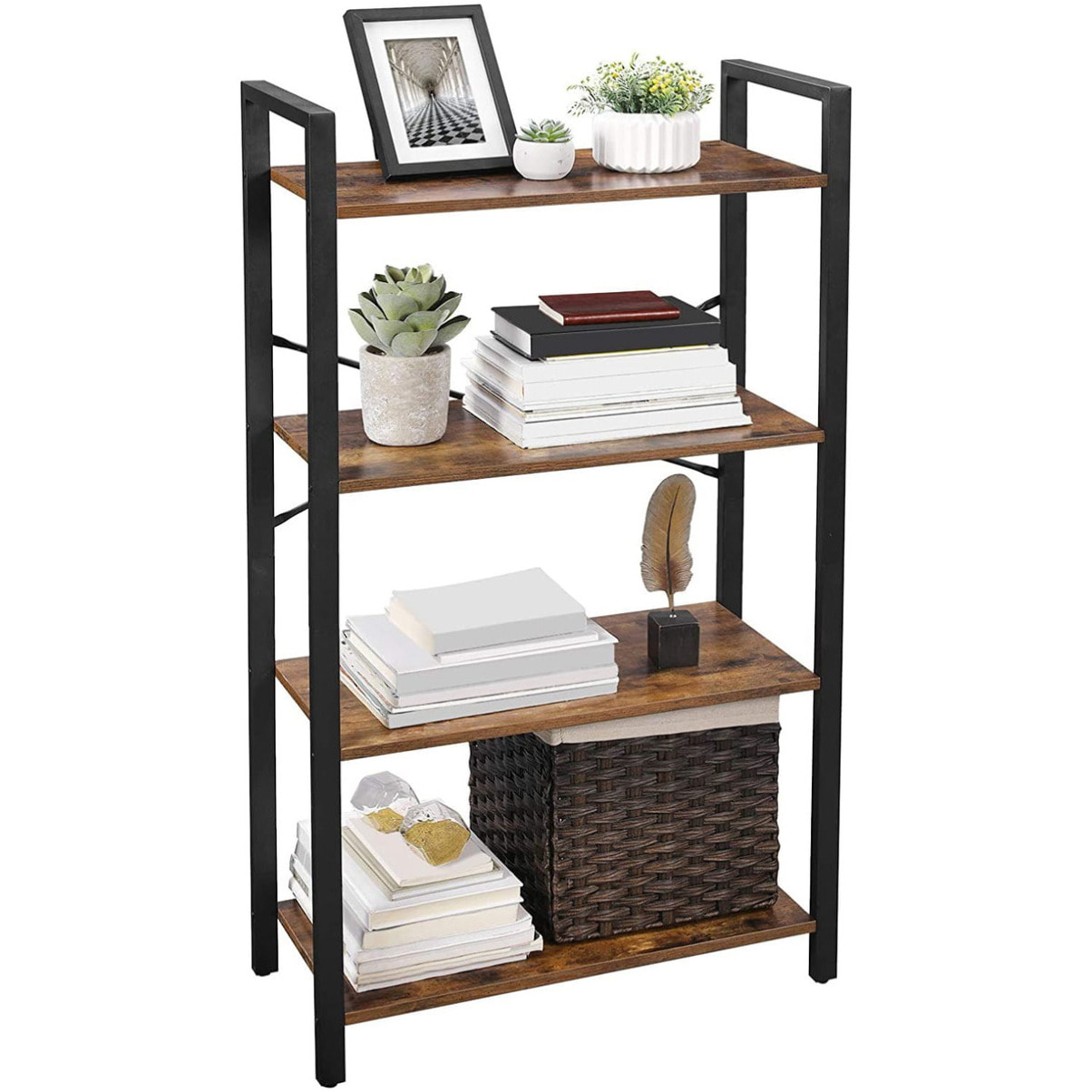 Libreria industriale a 4 ripiani in stile rustico LLS60BX