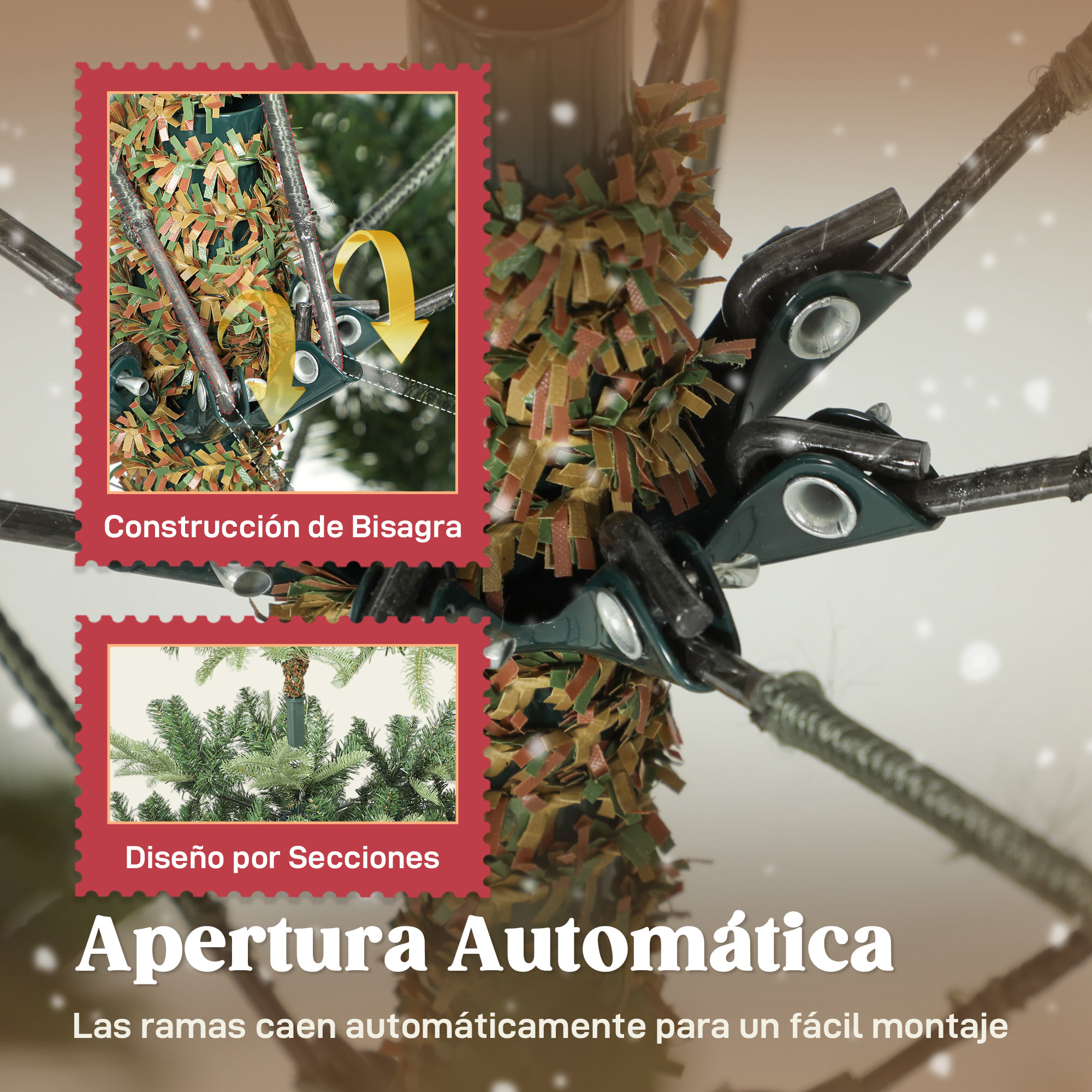 Árbol de Navidad Artificial 150 cm, Árbol de Navidad con 492 Ramas Densas y Soporte Metálico Plegable, Fácil Montaje, para Salón, Interior, Verde