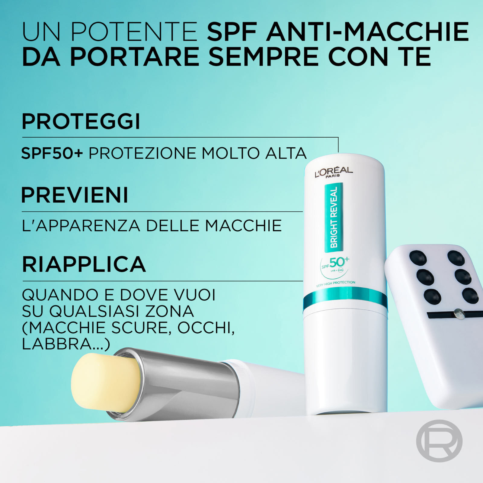 Stick Solare SPF 50+ Bright Reveal Anti Macchie Finish Invisibile con Vitamina E 9ml