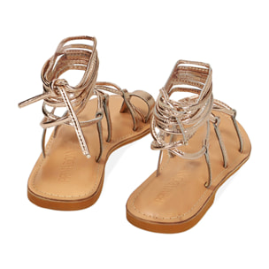 Sandalias de cordones de piel doradas