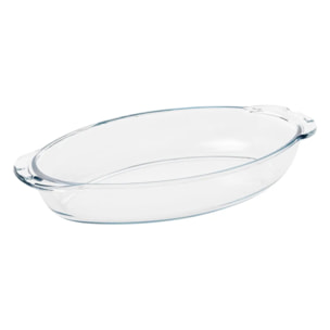 Plat à four L35cm oval en verre avec couvercle
