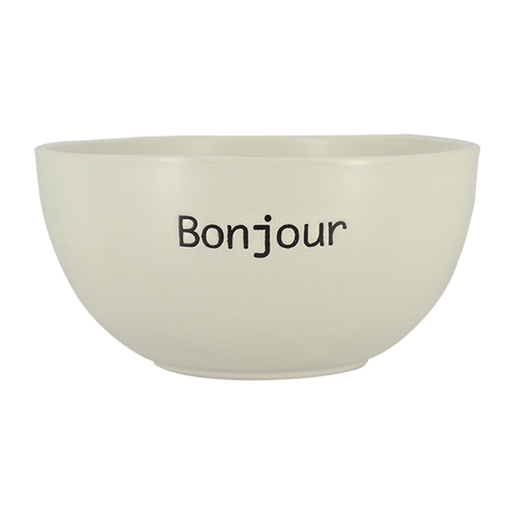 Lot de 6 bols 58cl en grès blanc à message BONJOUR
