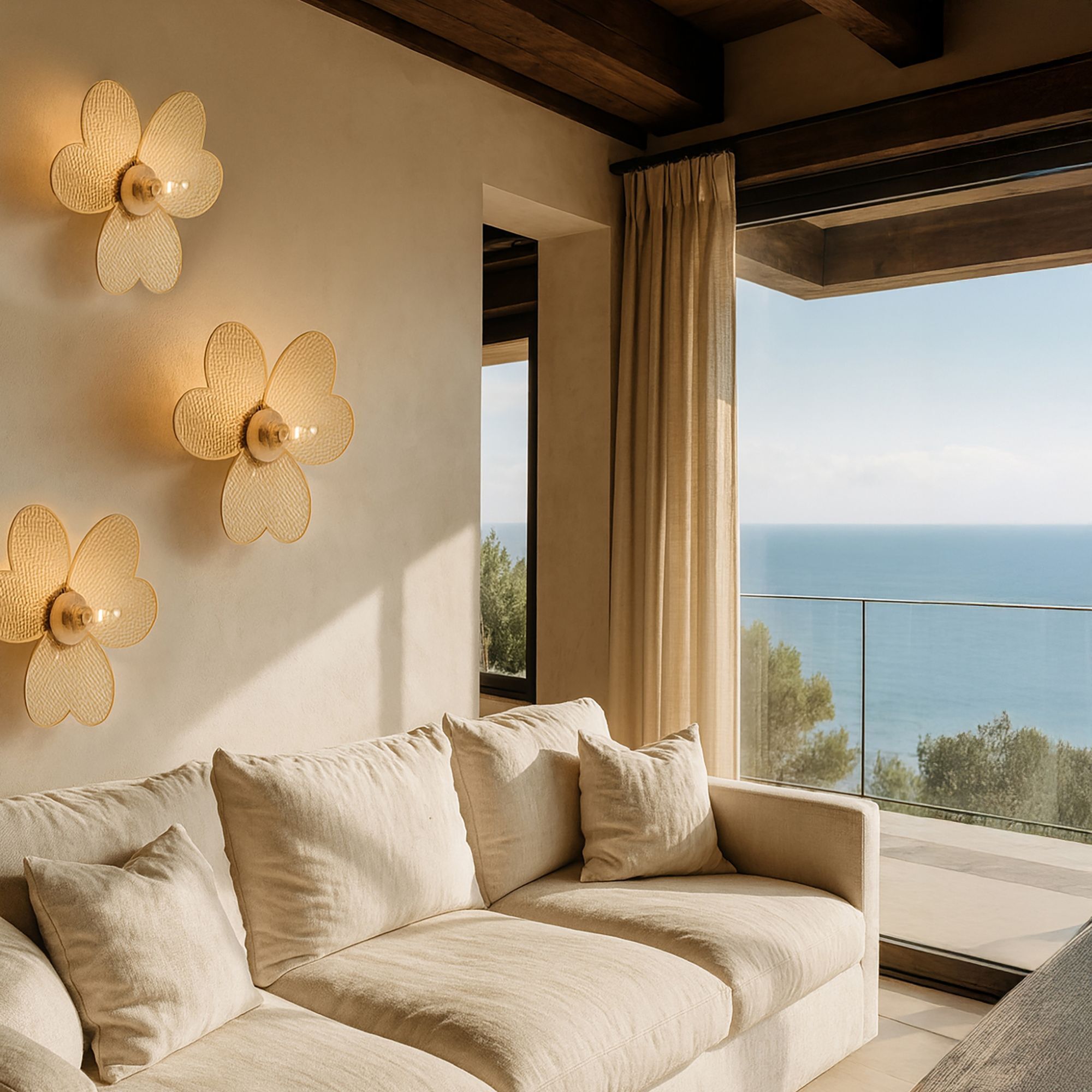 Applique murale en forme de fleur en bambou d45cm PETALI