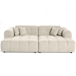Ray - canapé droit 4 places avec double méridienne - assise profonde - en tissu texturé - Beige