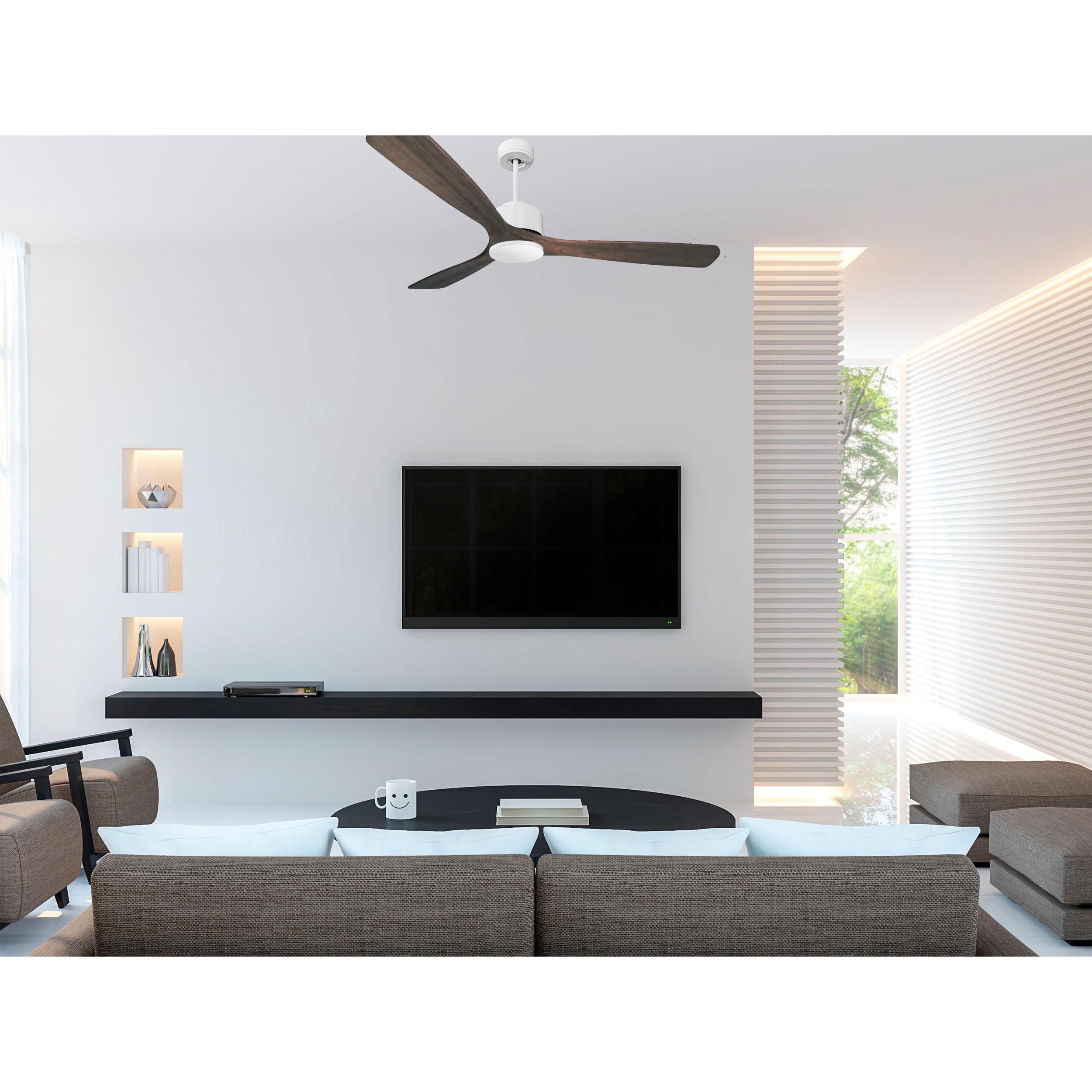 Ventilateur de plafond Réversible  Thermostat Wifi Moteur à courant continu Toits en pente Télécommande Hypersilence Mémoire Shopify Vendible (AUTOMATIQUE) 40   W Blanc