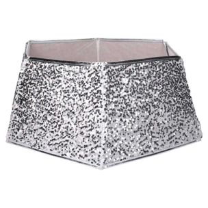 Copri base per albero di natale in tessuto pieghevole argento double face esagonale cmø68h25