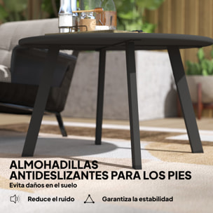 Mesa de Centro de Jardín Redonda de Metal Mesa Auxiliar con Bordes Redondeados Patas Antideslizantes Mesa de Café para Patio Balcón Salón Negro