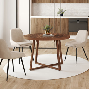 Table à manger ronde extensible Sana Ø110-150cm effet noyer