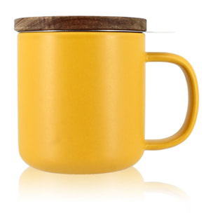 Tisanière en grès jaune avec couvercle en bois d'acacia 300ml JULIET