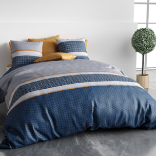 Parure housse de couette imprimé 100% coton - zante - jaune
