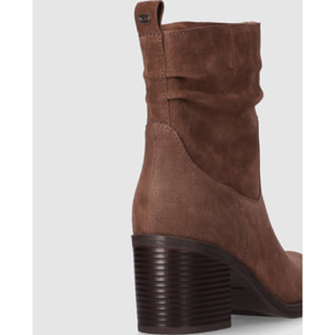 Botines de Serraje - Taupe - Tacón: 5 cm