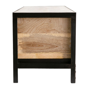 Meuble de rangement industriel en bois manguier massif et métal noir 3 tiroirs L100 cm ATELIER