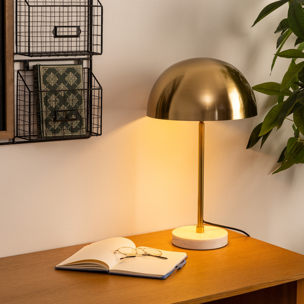 Lampe "Lilio" - métal et marbre - doré - H46 cm