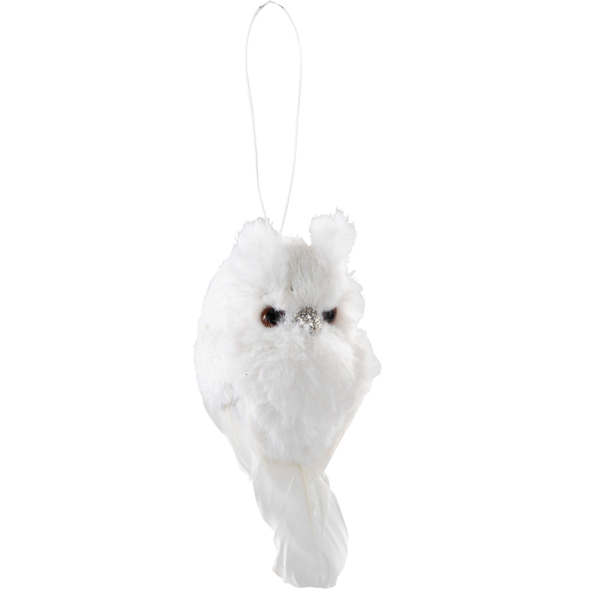 J-Line suspension Hibou - peluche/plumes - blanc - 3 pcs