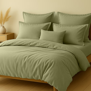 Parure Housse De Couette + 1 taie 100% Coton 57fils Verveine