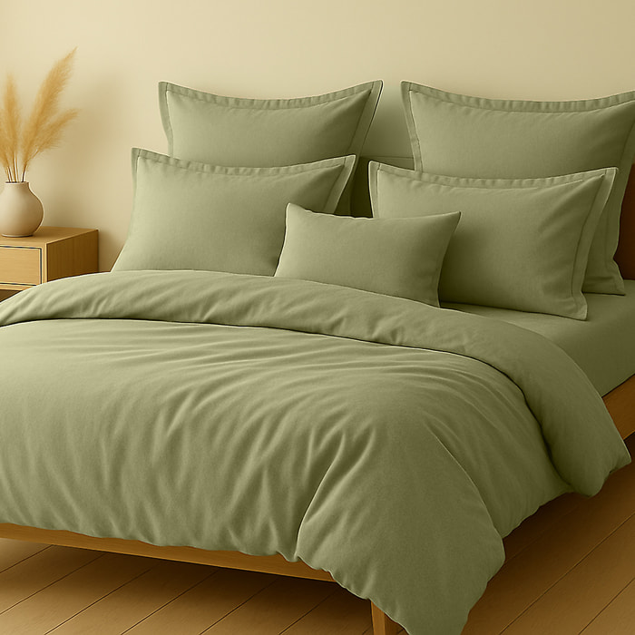 Parure Housse De Couette + 1 taie 100% Coton 57fils Verveine