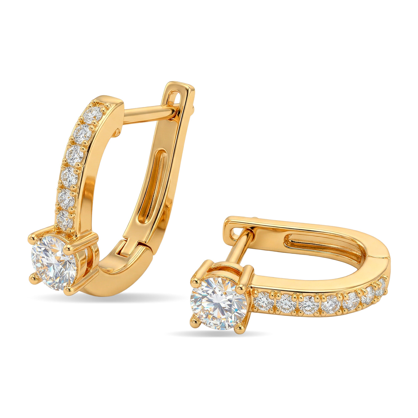 Pendientes de Circonita Brillante acabado en oro amarillo de 18k
