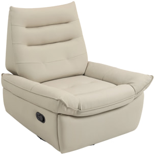 Sillón Relax Reclinable Manual, Sillón Relax Giratorio, Función Balancín, Tapizado en PU, Reposapiés, Asiento Amplio, Acolchado Grueso, Butaca Reclinable hasta 135Âº, Crema
