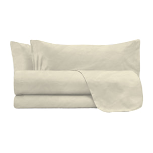 COMPLETO LETTO WATER WASHED, 100% Microfibra, No Stiro - CREMA
