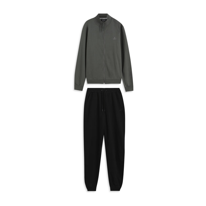 Tuta uomo in cotone con felpa full-zip e collo alto